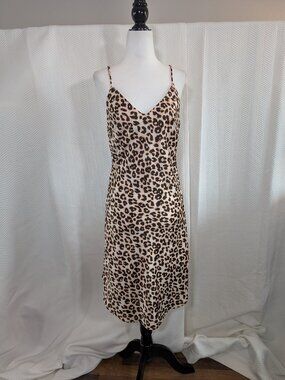 Audrey 3+1 NWT Leopard Print Slip Dress Size Medium Animal Print Date Night